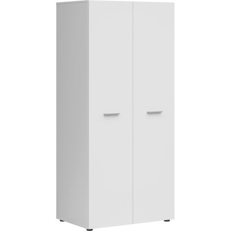 Armoire placard de rangement 2 portes coloris Blanc - Longueur 81 x Profondeur 54 x Hauteur 179 cm (1/4)