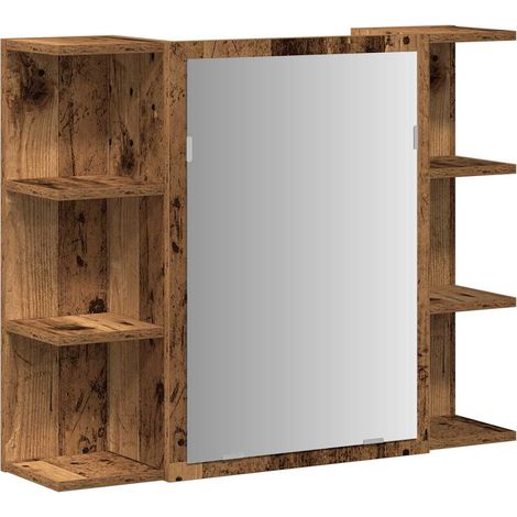 Armoire à miroir de salle de bain vieux bois bois d'ingénierie (1/5)