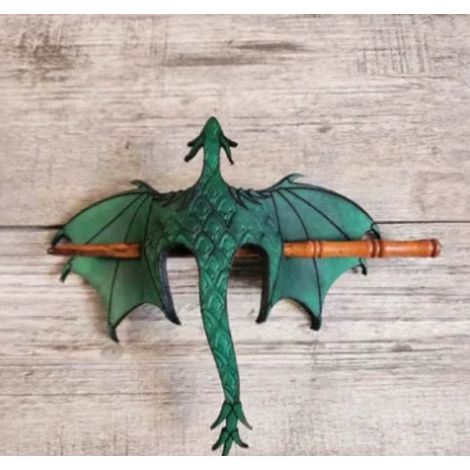 New Medieval dragon hairpin, a retro-style updo hair accessory in emerald green.