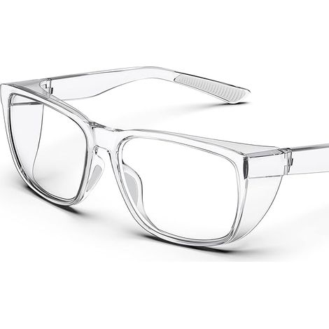 Lunettes de sécurité transparentes avec protections latérales, antibuée et anti-rayures avec poignées antidérapantes et protection UV complète - Lunettes de sécurité idéales pour femmes et hommes (1/5)