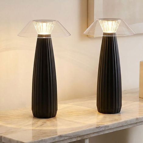 2x Lampada da tavolo a LED Lampada da tavolo Lampada da soggiorno Touch dimmer Batteria ricaricabile USB H 28 cm