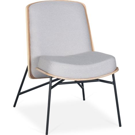 Fauteuil moderne Gauguin Bois et Tissu Gris clair (1/5)