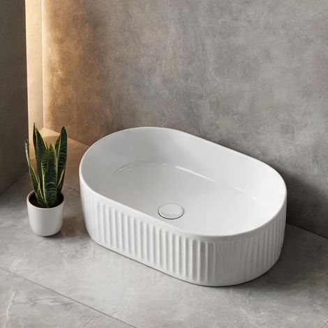 Vasque ovale en céramique blanche 49 cm coloris blanc (1/5)