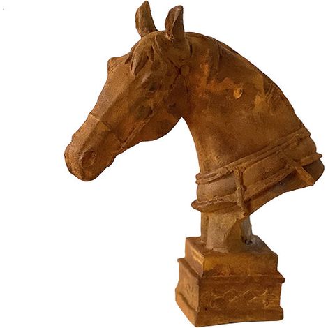 Tête de cheval en fonte rouille 44x40x17cm