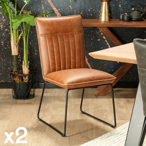 Chaise de salle à manger camel used OKA (lot de 2) (1/5)
