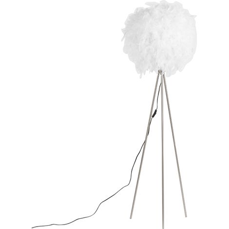 Country Style Floor Lamp Steel with White - Feather