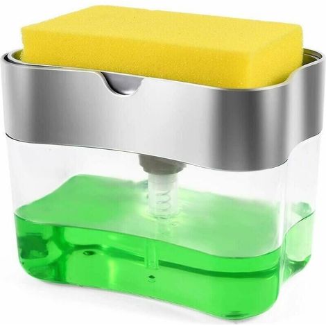 Distributeur de savon de cuisine Pompe à savon à une main Push Distributeur de liquide automatique Brosse à vaisselle de cuisine, (1/3)