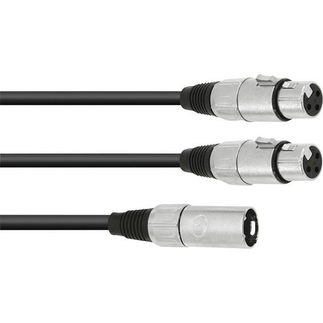 Omnitronic 30225207 XLR Cavo adattatore [1x Spina XLR 3 poli - 2x Presa XLR 3 poli] 0.50 m Nero (1/5)