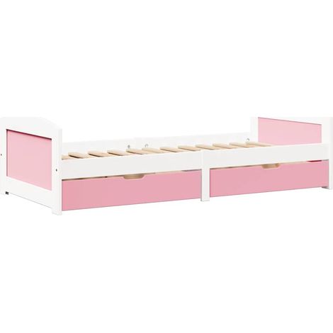 vidaXL Dormeuse 2 Cassetti senza Materasso Bianco&Rosa 90x200 cm IRUN (1/5)