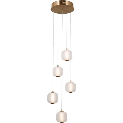 Lampada a sospensione Ganti ottone vetro opale 5 luci LED Italux (1/3)