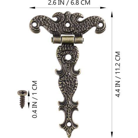 Lot de 2 charnières décoratives en alliage de zinc et en forme de T pour porte de placard (1/5)