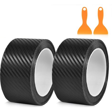 Ruban de Protection Adhésif Effet Fibre de Carbone Mat (5 cm x 10 m, Lot de 2) - Seuil de Porte et Carrosserie Universel (1/5)