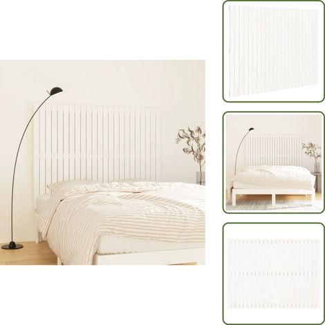 The Living Store Cabecero cama de pared madera maciza pino blanco 146,5x3x110 cm - Cabecero de pared