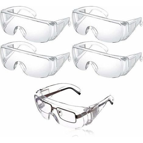 5 paires de lunettes de sécurité, anti-gouttelettes, protection oculaire, anti-poussière, transparentes, anti-buée, pour un usage quotidien, bricolage, laboratoire, soudage et polissage. (1/4)