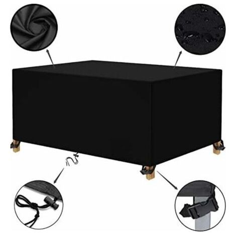 FOREHILL Housse Salon de Jardin,Housse de Table Jardin Rectangulaire,Couverture de Protection Meubles Bâche Salon de Jardin Imperméable Anti-UV,420D Tissu Oxford Bache Table Exterieur (200x100x75cm) (1/4)