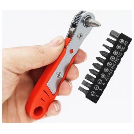 1/4 Inch Magnetic Ratchet Wrench with 10 Screwdriver Bits, Reversible Angle Screwdriver for Auto Repair. (1/5)