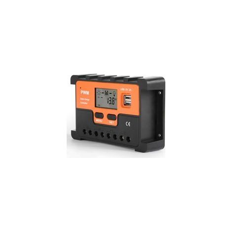 Régulateur Charge Solaire PWM 20A, 12V/24V, Double Sortie USB 5V, Pour Panneau Solaire (1/5)