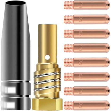 MB14 Pistolet de soudage MAG/MIG Accessoires Pointes de buse sans gaz 0.9mm/0.35" Pointes de contact Diffuseur pour MB14 14AK Torche de soudage MIG Consommables Support de buse à gaz conique (1/5)