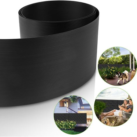 Randaco Brise-vue rigide PVC 2,5x0,19 m gris foncé lot 20 bandes pour grillage panneau double fil anti-vent et UV (1/5)