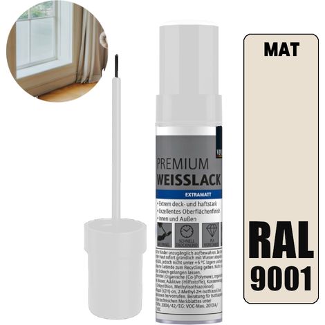 Pintura blanca de retoque para muebles de cocina y salón, RAL 9001 mate. (1/5)