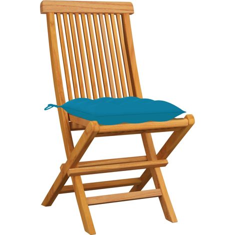 Maison Exclusive - Sedie da Giardino con Cuscini Azzurro 4 pz in Massello di Teak