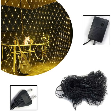 AUFUN Guirlande lumineuse filet LED 8 modes 6x4m Blanc chaud (1/5)