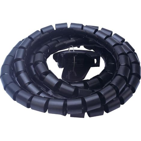 Spirale Avvolgi Cavo Flessibile Guaina Raccogli Organizzer Cavi Fermaglio Guidafilo Incluso 1,8M D15mm Nero