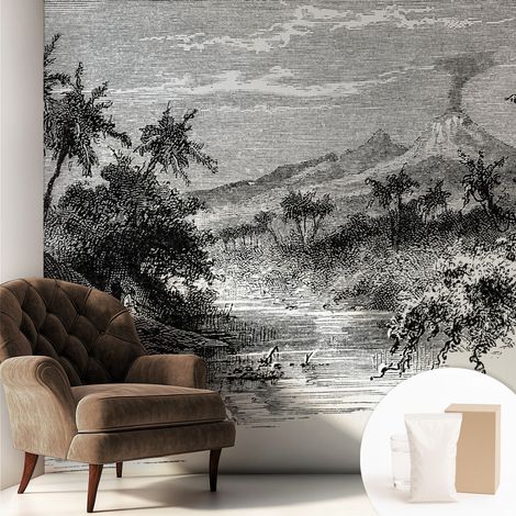 Fototapete Tapete Vliestapete mit Kleber - trendige Wanddeko - Schlafzimmer - Wohnzimmer Exotisches Panorama 250x250 cm (1/5)
