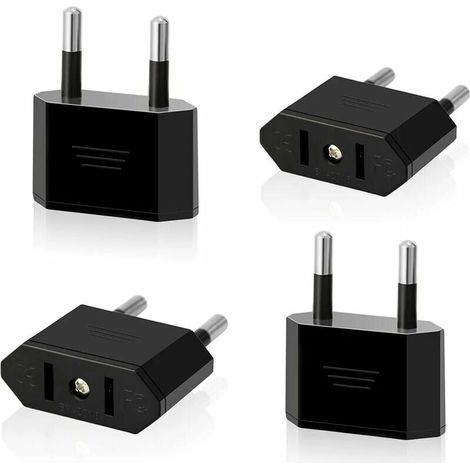 BRAVIX Lot de 4 Prises de Voyage US vers EU Prise USA vers 2 Broches Euro / Allemagne Prise Amérique / Canada / Mexique Prise de convertisseur Adaptateur pour appareils avec Alimentation US (Noir), HA