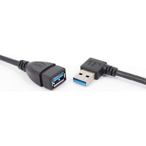 Câble d'extension USB, câble de données coudé USB 3.0 mâle vers femelle, câble adaptateur d'extension USB 3.0 coudé à gauche haute vitesse. (1/5)