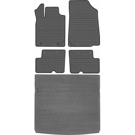 Ensemble de tapis de sol en caoutchouc + tapis de coffre pour Dacia Duster I SUV (2010-2013).