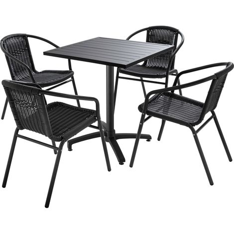Ensemble table de jardin bistrot et 4 chaises en aluminium gris (1/5)