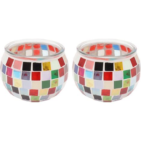Stück Mosaikglas-Kerzenhalter, romantische Dekoration für das Wohnzimmer mit Duftkerzen (1/5)