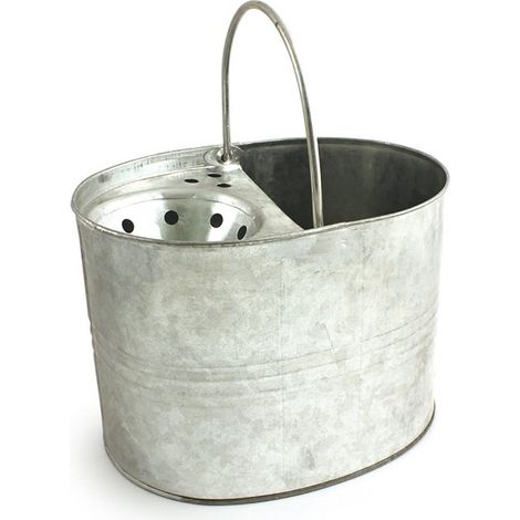 Rs Pro – Seau à lessiver en acier galvanisé 13L – Poignée ergonomique – Résistant à la corrosion – Pour chantiers humides et nettoyage intensif