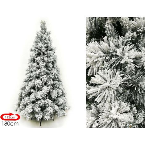 Albero di natale slim innevato artificiale bianco e finto 1,80 ignifugo super folto molto realistico everest (1/4)