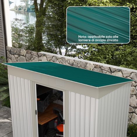 Lot de 12 panneaux de remplacement 129x45 cm pour abris de jardin en acier galvanisé vert (1/5)