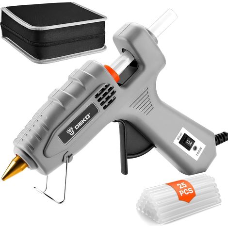 Pistolet à Colle Chaude: 60/100W Double Température Pistolet à Silicone avec une Gouttière, Pistolet à Colle avec 25 PCS Barres de Colle, pour DIY, Art, École, Emballages, Réparations (1/5)