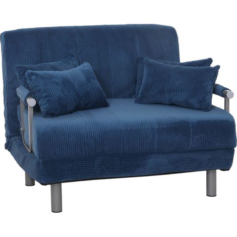 Sillón/sofá cama convertible con brazos abatibles superficie de descanso 190x100 cm en tejido de pana azul 040010008 (1/5)