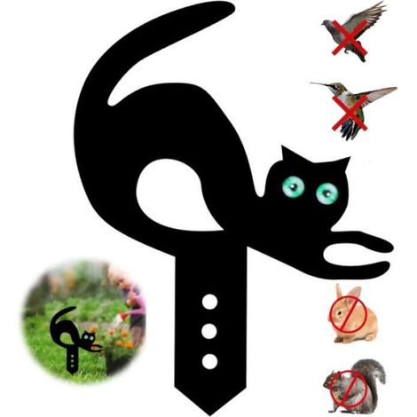 1x Effaroucheur d'oiseaux,Chat en métal forgé,Yeux en verre,Répulsif renards,Jardin (1/4)