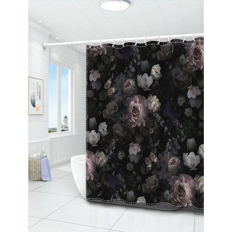 Rideau de douche, rideau de salle de bain, impression numérique 3D, rideau de douche résistant à la moisissure, tissu polyester imperméable, avec croc (1/5)