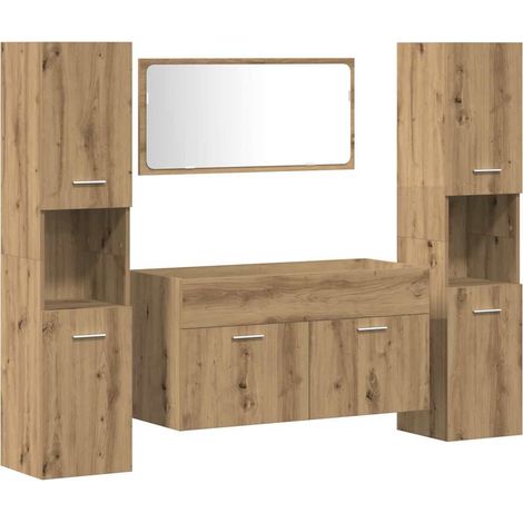 4 Piece Bathroom Furniture Set Artisan Oak Engineered Wood vidaXL