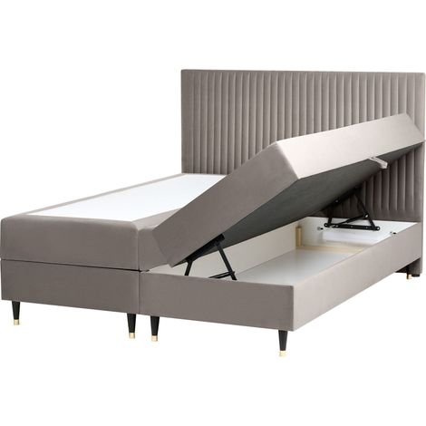 Boxspringbett mit Stauraum DAME Samtstoff Taupe 160 x 200 cm (1/5)