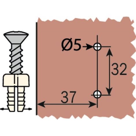 Embase cruciforme à clipser avec chevilles à expansion distance 3 mm pour charnières séries 100, 200, 700, B et F - SALICE
