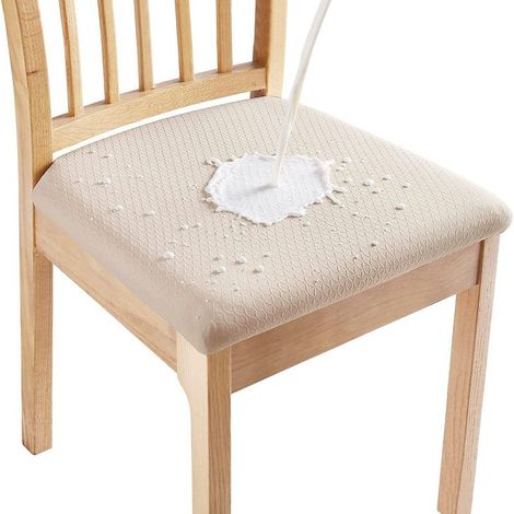 (Beige, 2 pièces) Housse De Chaise, Housse de Chaise Universelle Lavables, Housse de Salle à Manger Universel, très Facile à Nettoyer et Durable, Facile à Installer (1/5)