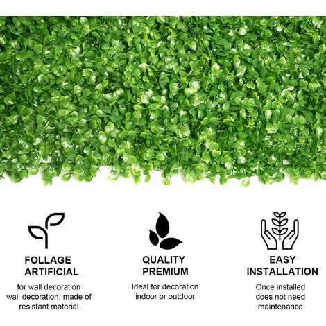 Panneau Mur Végétal Artificiel Décoratif - Simulation de Plantes pour Intérieur et Extérieur - Hedge Grass Backdrop (23.6x15.7inch, Vert, Panneau Double, 2.58sq ft) (1/4)
