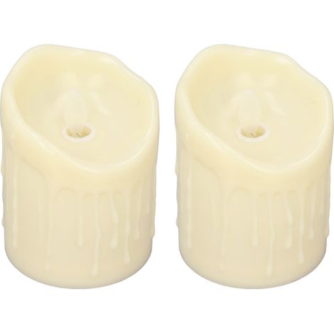 Lot de 2 bougies LED sans flamme, effet cire coulée réaliste, décoration ambiance fête, mariage, anniversaire, Halloween, sans piles (1/5)