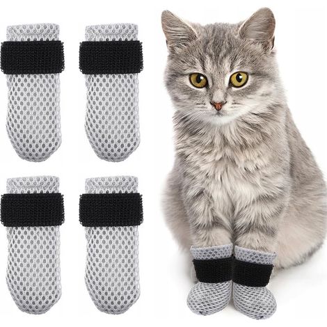 4 Pièces Couvre-griffes, Maille ajustable, Polyester gris, Protection meubles pour chat et chien (1/5)