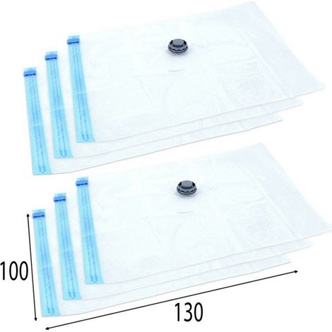Sacchetti sottovuoto per vestiti, biancheria da letto, maglioni, set da 6 pezzi 130x100 cm