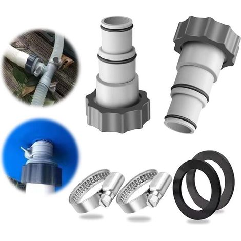 2Pcs Adaptat Tuyau Piscine, Adaptat Pour Piscine Intex, Adaptat Tuyau Piscine, Adaptat Tuyau Pour Pompe, Raccord Pour Tuyau Piscine Ø 32 Et 38 Mm (1/4)