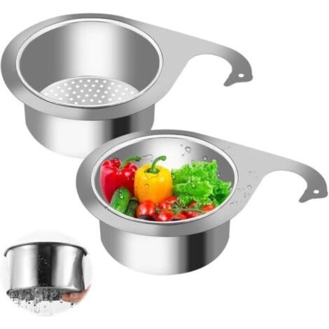 Pair Panier Crépine D'évier Swan: 2 Pièces Panier Passoire en Forme de Cygne Acier Inoxydable, Panier Crépine D'évier Cuisine Amovible, Panier de Vidange D'évier Suspendu, Grande Capacité